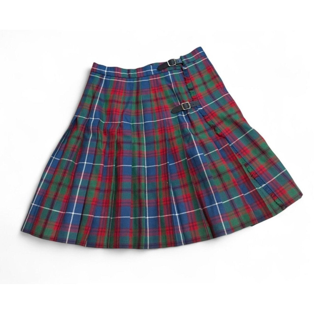 Vintage Edinburgh Old Town Weaving Co Tartan Plaid Wool Kilt Skirt Size 30